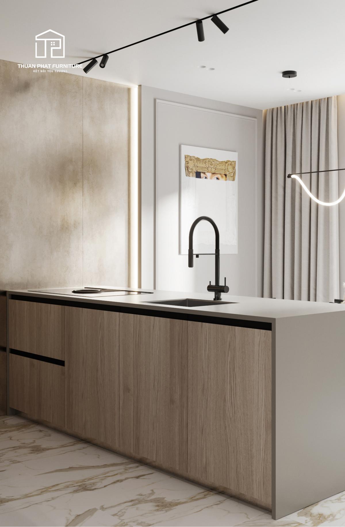 Thiết kế nội thất căn hộ 3 phòng ngủ tại Quận Tân Phú – Phong cách hiện đại đơn giản kết hợp phào chỉ tân cổ điển