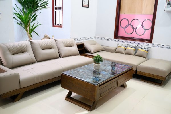 Bộ Sofa Da Cao Cấp Ốp Gỗ Sồi – VAROMI 882A - Hình ảnh 2