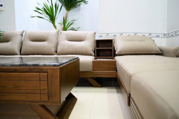 Bộ Sofa Da Cao Cấp Ốp Gỗ Sồi – VAROMI 882A - Hình ảnh 5