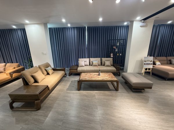 Bộ Sofa Da Cao Cấp Ốp Gỗ Sồi – VAORMI 995C - Hình ảnh 4